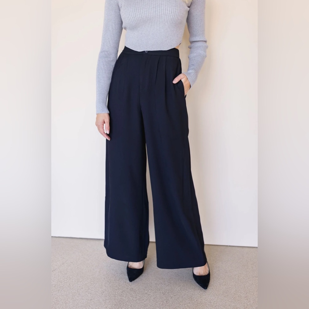 Nwt Anthropologie bishop + young Elegant Black Trousers wide leg pants
